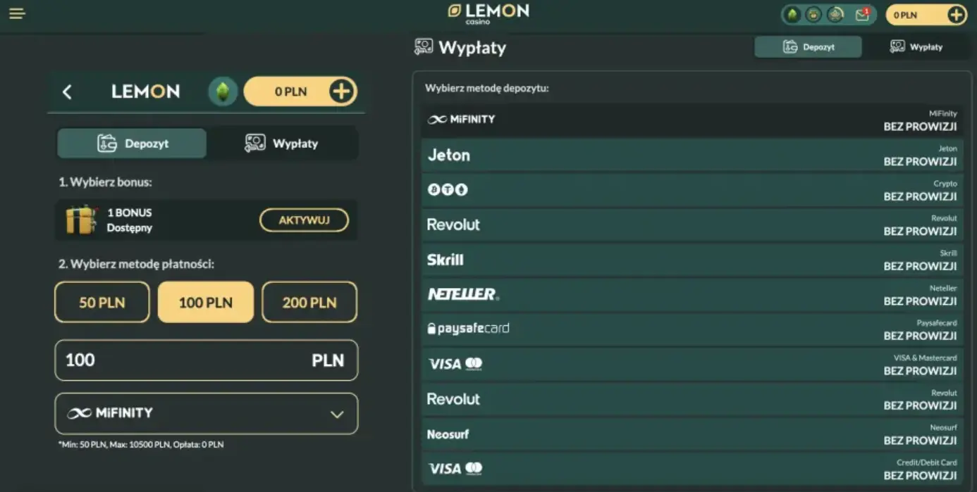 Lemon casino wypłata
